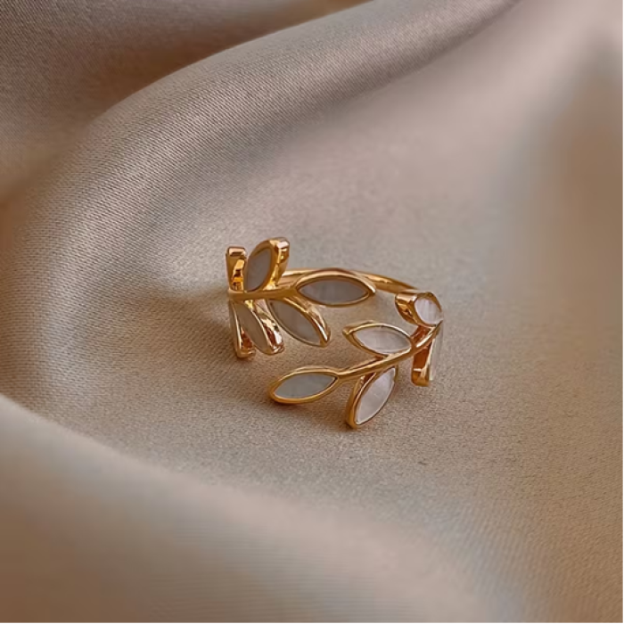 FIDELYA Yaprak Motifli Ayarlanabilir Yüzük -  Gold