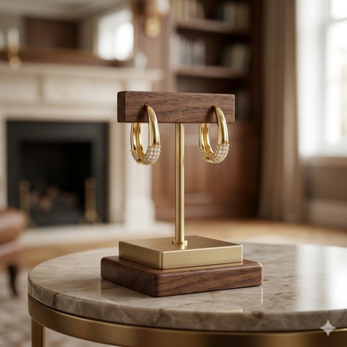 ALNUS Narin Taşlı Oval Küpe