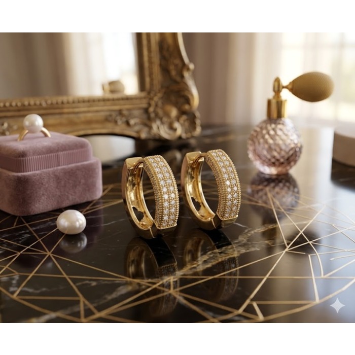 ARALIA Çift Sıra Gömülü Işıltı Küpe