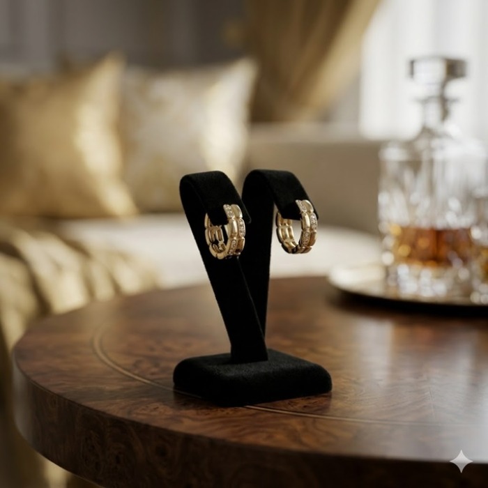 ARECA İki Katmanlı Işıltı Halka Küpe