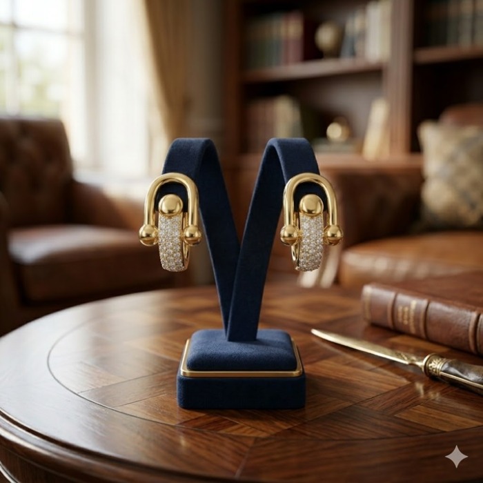 DUAL U-Form Gömülü Işıltı Küpe