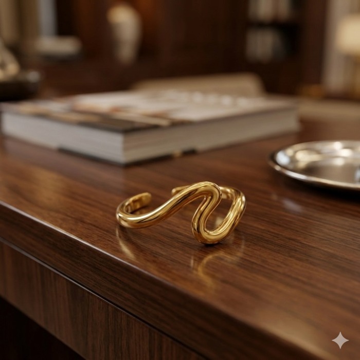 PELDA Dalga Formlu Minimalist Yüzük